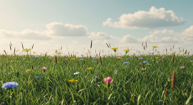 spring meadow with flowers