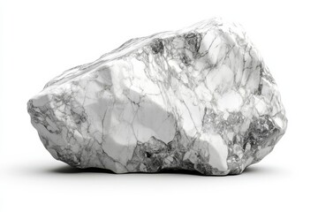 Fototapeta premium Raw howlite stone captivating texture white and gray hues natural rock isolated on white background