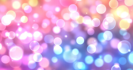 Fototapeta premium Pastel Bokeh Background with Soft Pink Blue and Yellow Light Circles