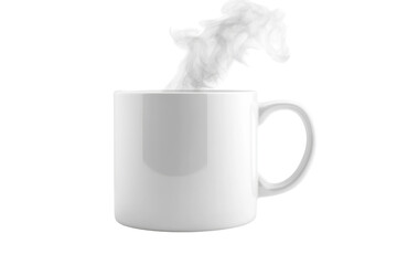 Warm steam rising from a white mug perfect for cozy mornings simple design clean white background