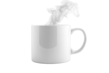 Warm steam rising from a white mug perfect for cozy mornings simple design clean white background