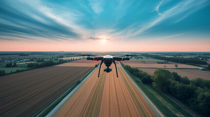 Drone point of view rural farmland crops, Bayern, Germany