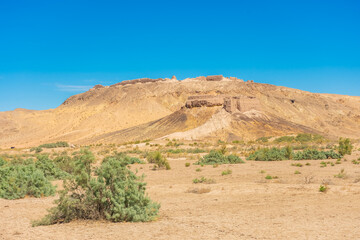 Beautiful landscape of the Ayaz Kala Fortress in the Kyzylkum Desert,  Uzbekistan