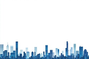 Obraz premium Urban Skyline with Blue Shades and Clean White Background