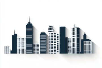Urban Silhouette with Modern Skyscrapers and Shadow Effects