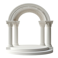 Obraz premium Ancient marble arch with steps isolated on white background