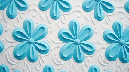 Obraz premium Timeless blue floral vintage wallpaper adds elegance and charm to any space with its intricate Victorian design.