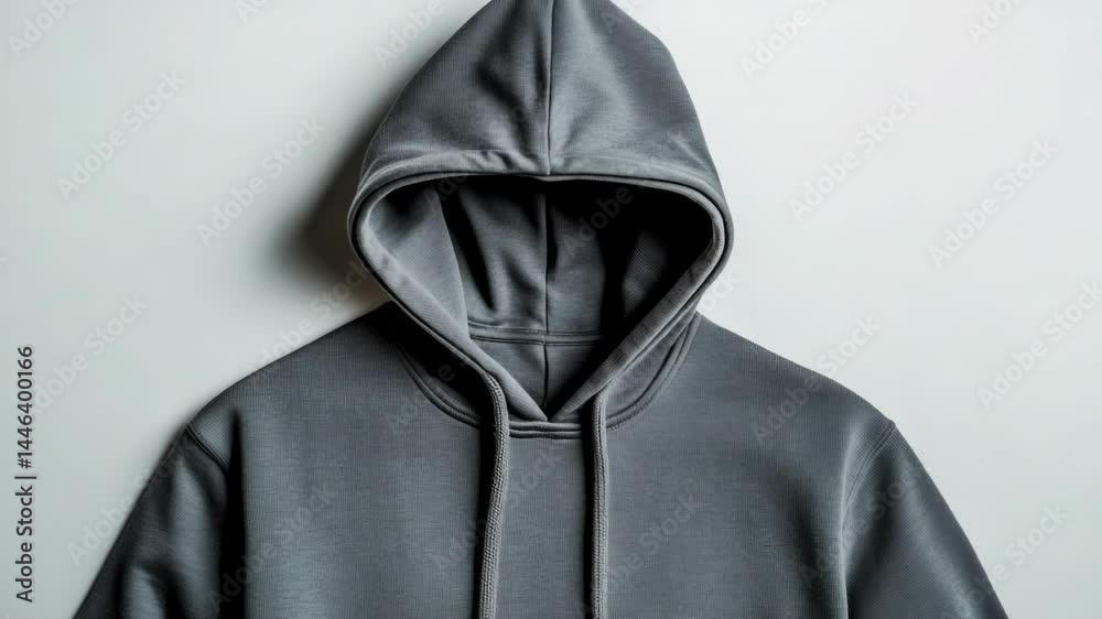 Poster a gray hoodie hangs on a wall, perfect for adding a touch of casual style to any room