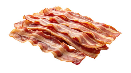 Stack of crispy bacon strips with delicious swirls of fat and meat