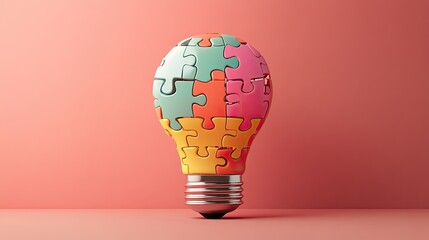 Innovative Puzzle Lightbulb: A Symbol of Creative Problem Solving and Ingenious Ideas