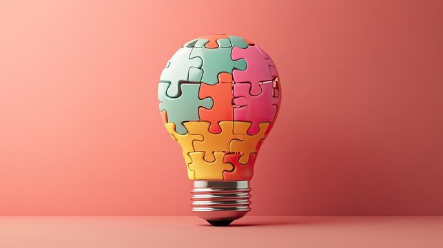 Innovative Puzzle Lightbulb: A Symbol of Creative Problem Solving and Ingenious Ideas