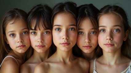 Obraz premium A group of young girls are looking at the camera.