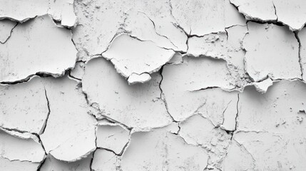 Obraz premium Cracked, light gray surface. Detailed texture of deep fissures and crevices