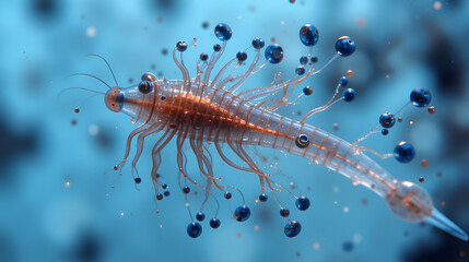 Hydra is a genus of small, fresh-water animals of the phylum Cnidaria and class Hydrozoa under the microscope for education.