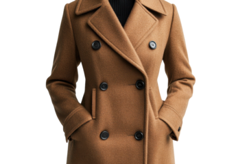 Luxurious camel wool double breasted coat perfectly tailored stylish winter warmth