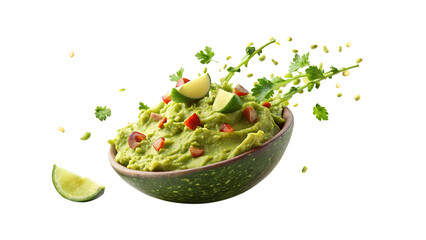 Delicious bowl of homemade guacamole with fresh ingredients and zesty lime