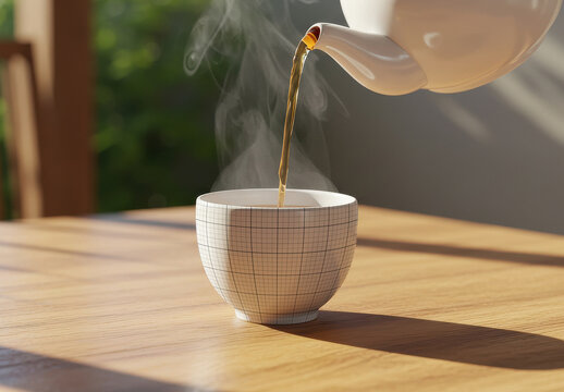 Tea Cup Being Filled Mockup