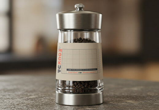Stand Pepper Grinder Label Mockup