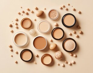 Obraz premium Cosmetic Powder on Beige Background