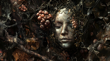 surreal forest portrait face