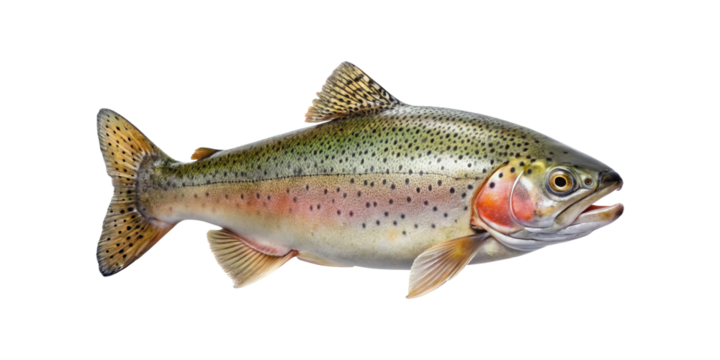 Beautiful Isolated Rainbow Trout with Distinctive Markings and Iridescent Colors on transparent - Powered by Adobe
