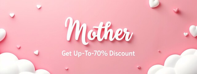 a pink background with white clouds and the word mother on it