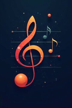Minimalist illustration of a five-line staff with musical notes in a simple line drawing style, notation, sketch, music sheet