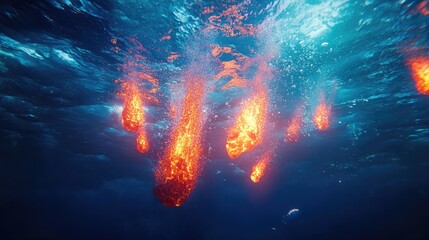 A bunch of fireballs are in the water