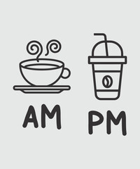 Am pm coffee loading, typography, vector, eps