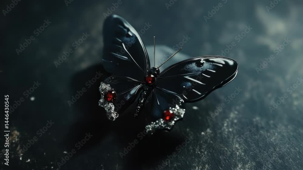 Poster a close-up view of a colorful butterfly sitting on a table, great for illustrations and designs