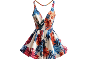 Stunning tropical floral dress vibrant summer style off white base playful fit flirty v neck