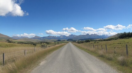 Fototapeta premium Scenic country road stretching to distant mountains
