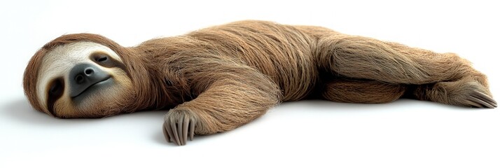 Furry sloth lying down peacefully resting