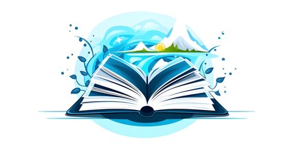 Unique Education Logo Design Featuring an Open Book on Striking Blue Background