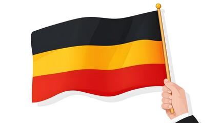 Fototapeta premium Professional Germany flag round icon held in hand with shadow isolated on white background