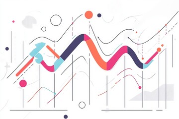 Obraz premium Abstract Modern Colorful Geometric Chart Design Illustration Background Graphic Trendy Vibrant Shapes Lines Minimalist Style Digital Art Vector Image Creative Artwork Business 