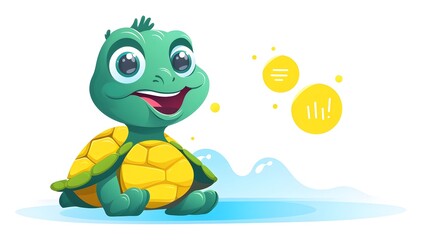 Professional Vector Illustration of Turtle with Speech Bubble for Marketing Materials