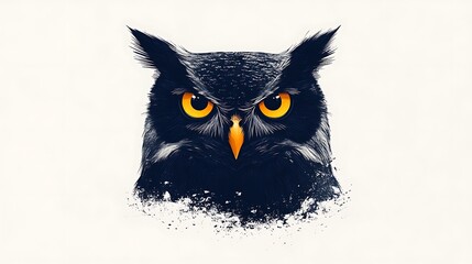 Fototapeta premium Black owl with big eyes silhouette mascot high resolution image