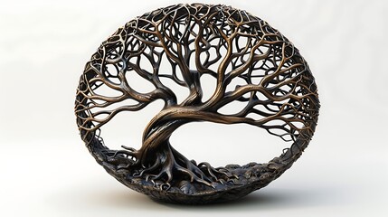 Bronze artistic tree of life sculpture high resolution image