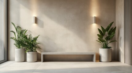 Modern, minimalist entryway