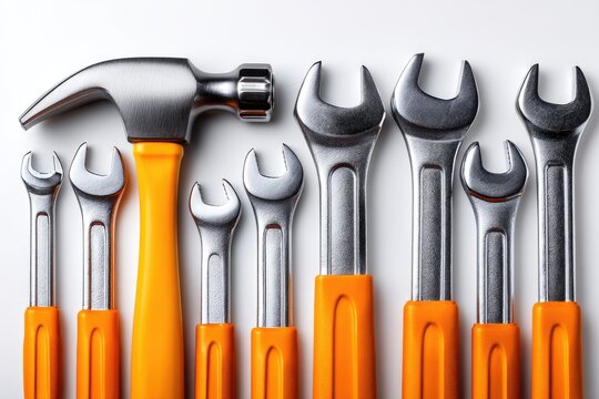 Organized collection of tools for repair and construction.