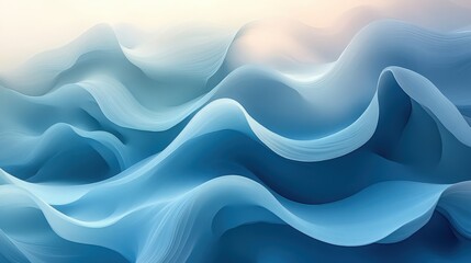 Fototapeta premium Serene blue wave abstract pattern, a calming and soothing motion concept
