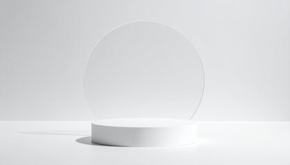 Empty podium with line gradient neon ring on background. illustration with podium on backgro