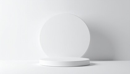 Empty podium with line gradient neon ring on background. illustration with podium on backgro