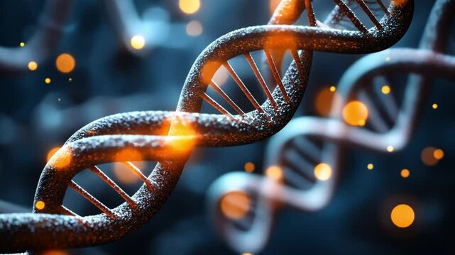Illuminated DNA Helix: A Microscopic Marvel of Genetic Code