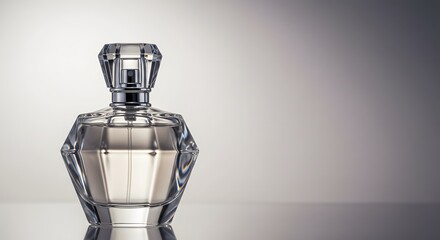 Exclusive perfume bottle with crystal design and subtle luminous backdrop