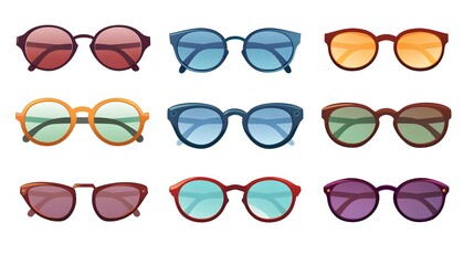 Professional Fashion Glasses Set for Isolated White Background Photography