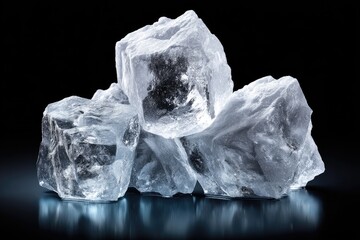 Obraz premium Close-up view of several large ice cubes stacked.