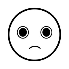 Fototapeta premium Minimalist sad face icon with large eyes and frowning mouth enclosed in a circle for negative emotion expression