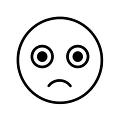 Fototapeta premium Large-eyed sad face icon with a slight frown and blank expression for mood or emotional illustration